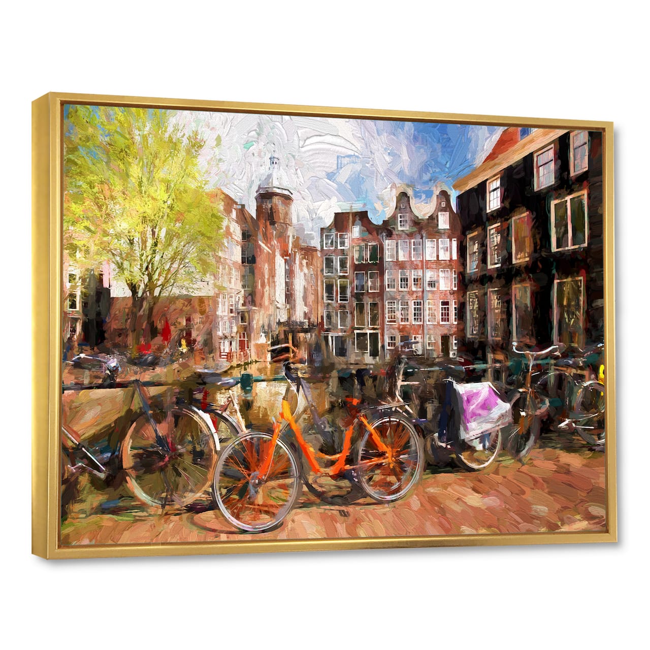 Designart - Amsterdam City Artwork - Landscape Framed Canvas Art Print